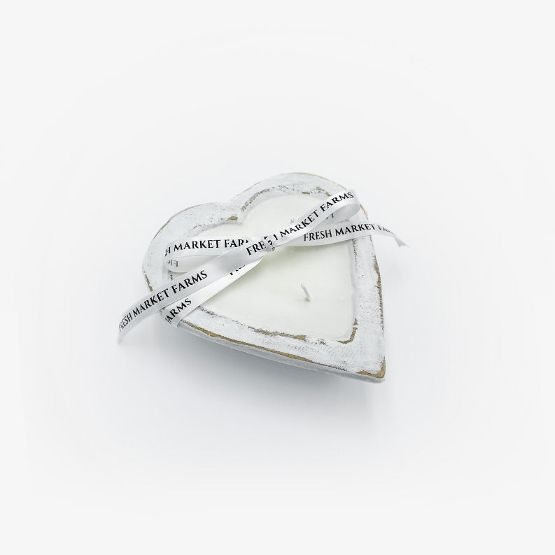 White Finish Heart Dough Bowl Candle